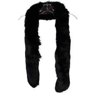 KYI KYI Genuine Fox Fur Long Stole Scarf Black NEW